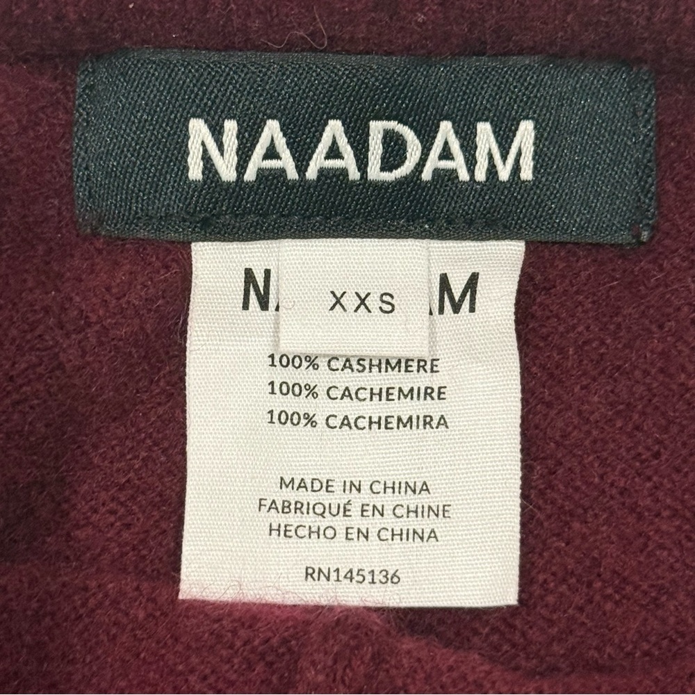 SOLD Naadam Cashmere Cropped Pants High Waisted Straight Leg Maroon Burgundy XXS - Picture 9 of 10